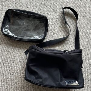 Black Crossbody Mud Makeup Travel Bag with Clear Pouch